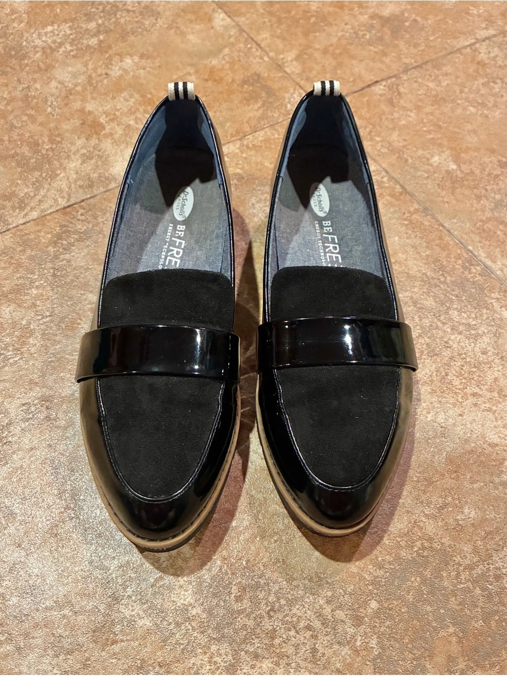 Dr Scholl’s Black Women's Loafer Flats with Patent Trim